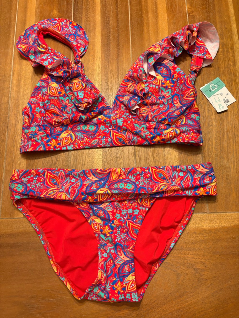 3 piece Rue Paisley Willa bikini set in Bright Multi colors